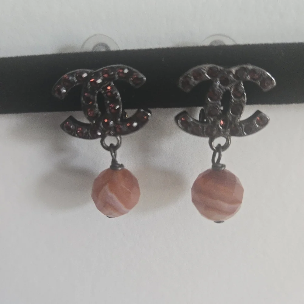 Chanel Red Crystal Earrings